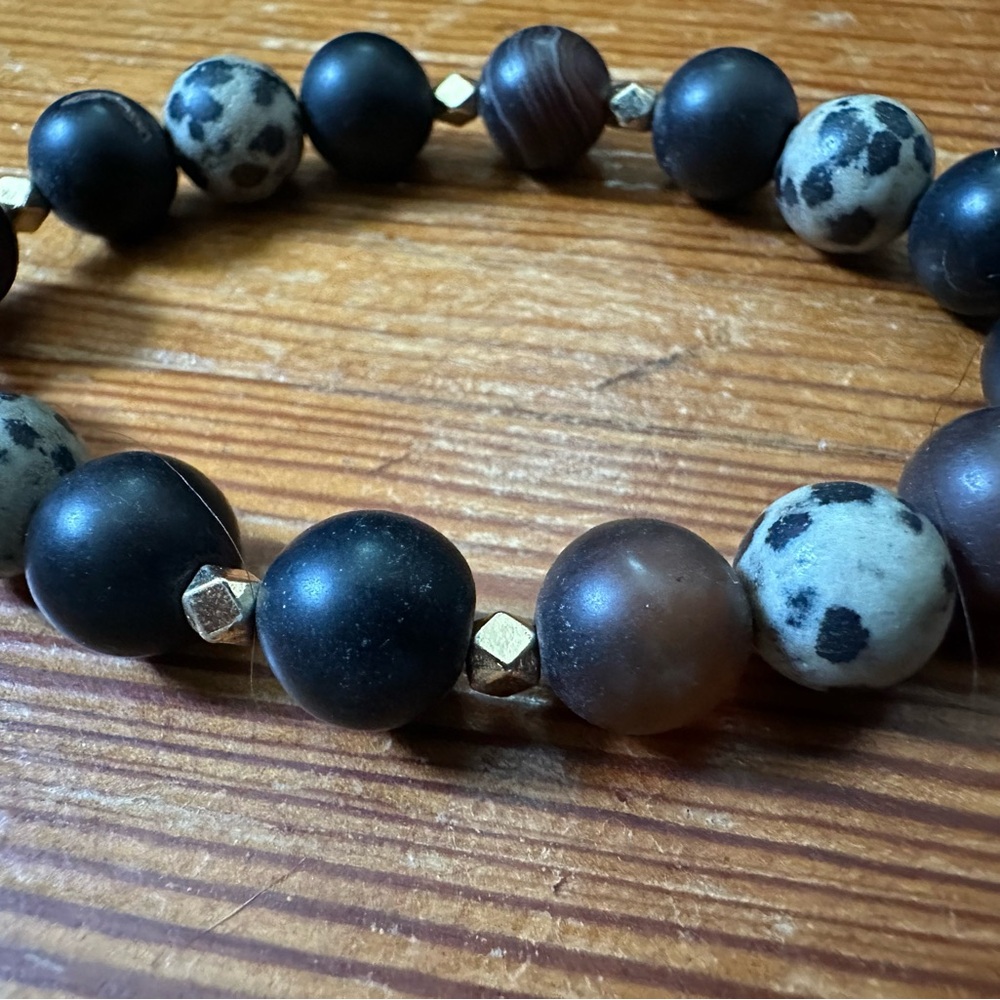 Elegant Black Jasper Stone Beaded Bracelet